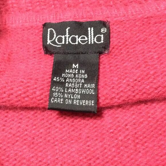 Rafaella Knit Sweater Medium Lamb Wool Angora Rabbit Cowl Neck Pink Pullover - Picture 6 of 9